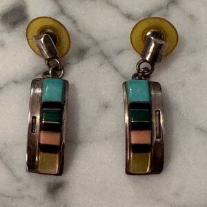 Martin and Esther panteah Zuni earrings, 1 3/4 inches, like new,